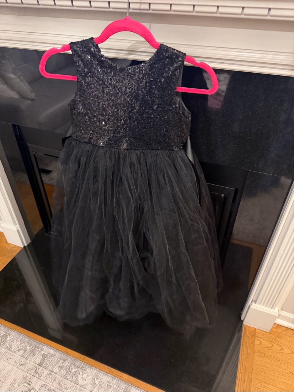 Girls Black Sequin Tulle Party Dress